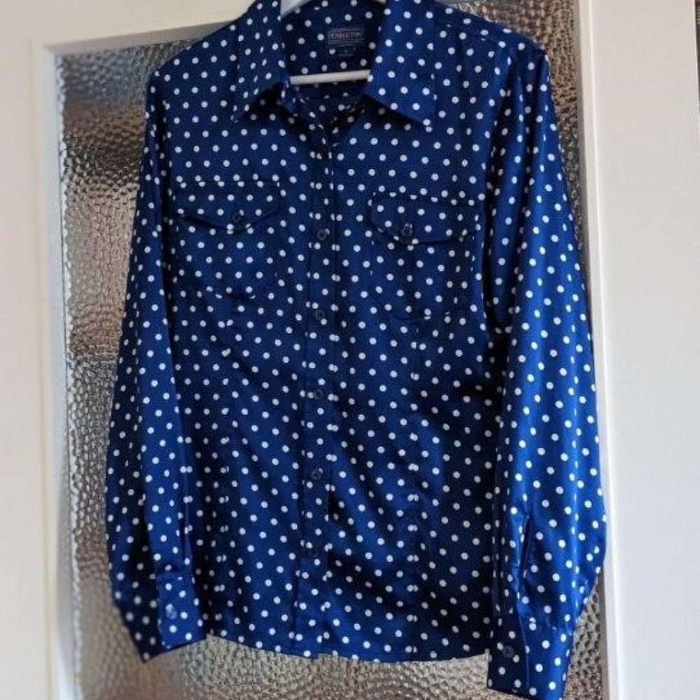 Pendleton Blue Polka Dot Blouse